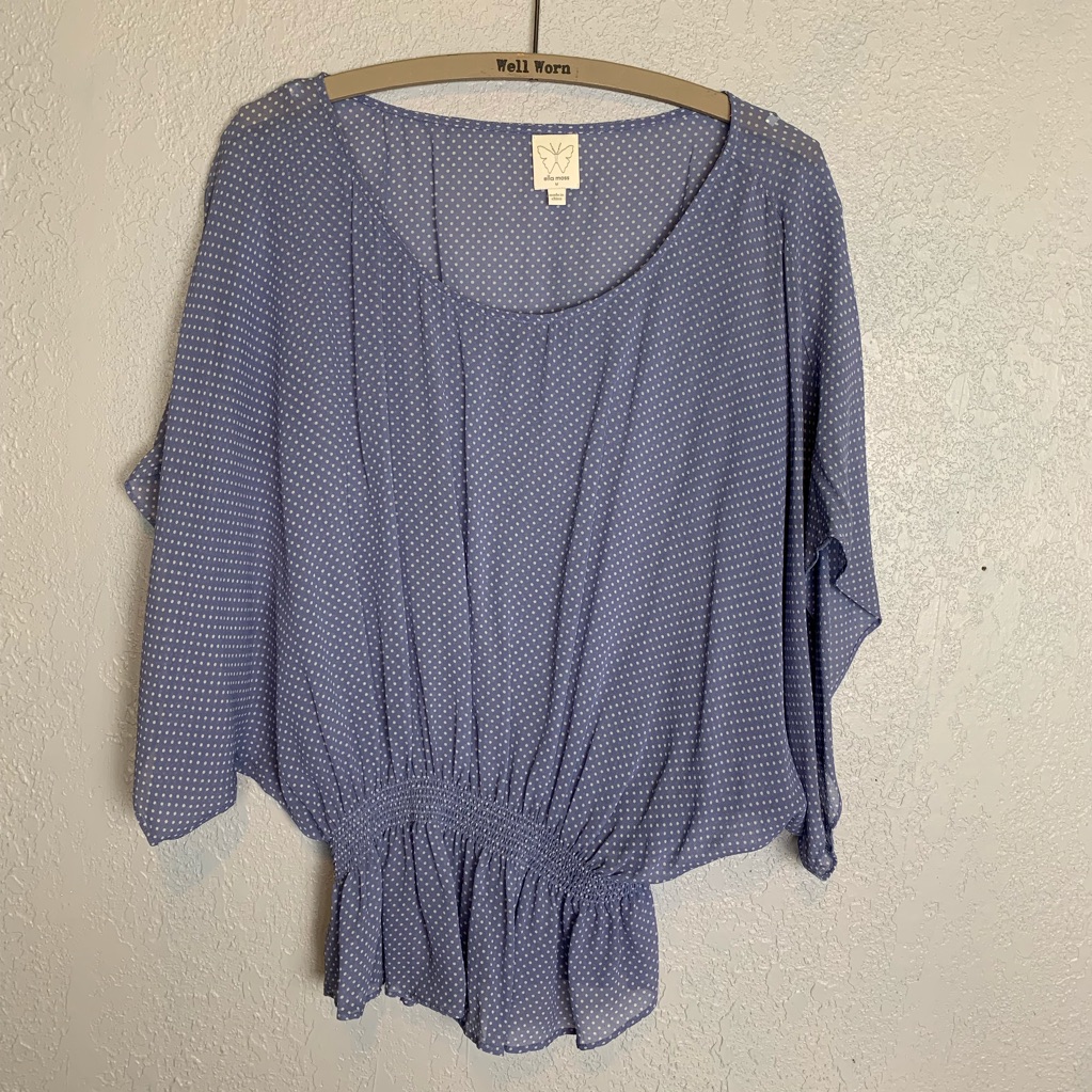 Ella Moss 100% Silk Blouse With Polka Dots